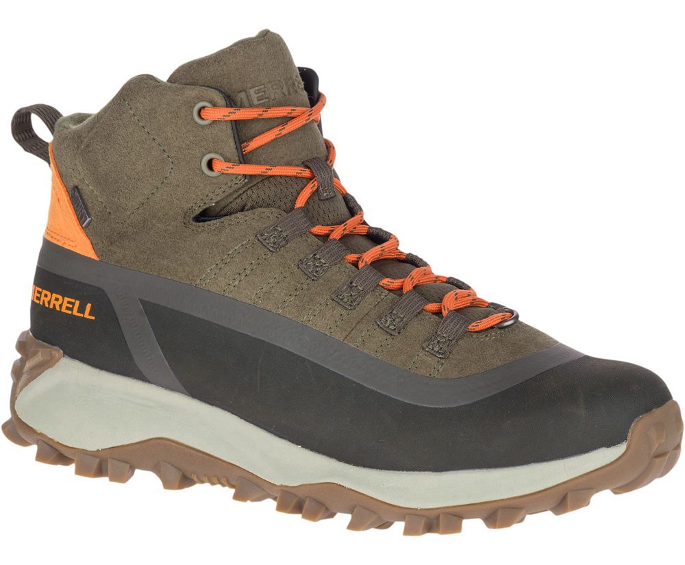 Kozaki Merrell Męskie Oliwkowe - Thermo Snowdrift Mid Shell Waterproof - 401938-OHB